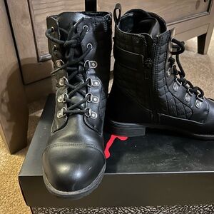 Black Lace-Up Combat Boots